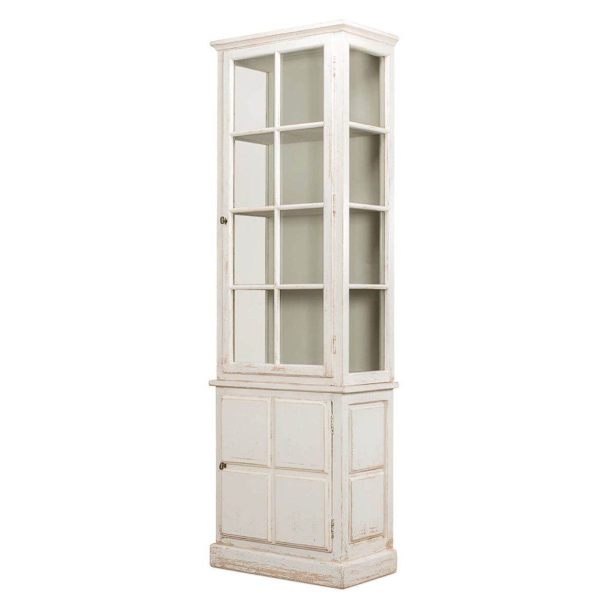 Antiqued White Rustic Bookcase - English Georgian America