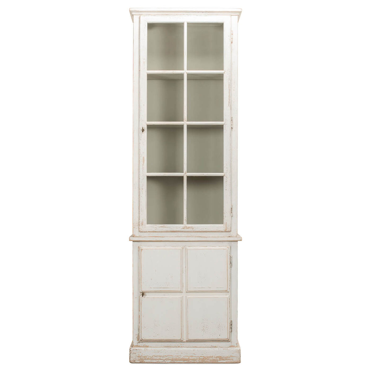 Antiqued White Rustic Bookcase - English Georgian America