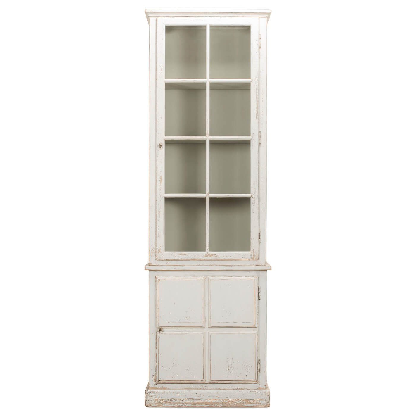 Antiqued White Rustic Bookcase - English Georgian America