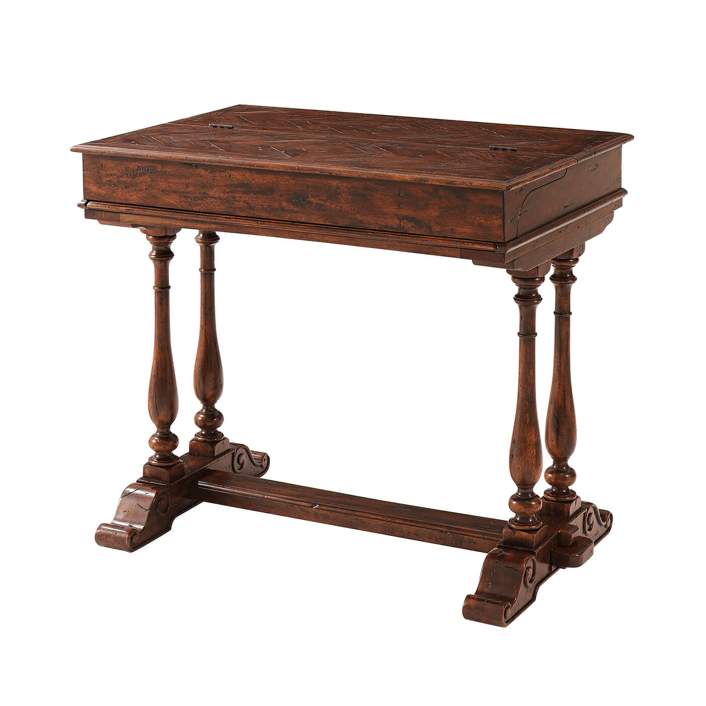 Antiqued Wood Fold-Over Rustic Desk - English Georgian America
