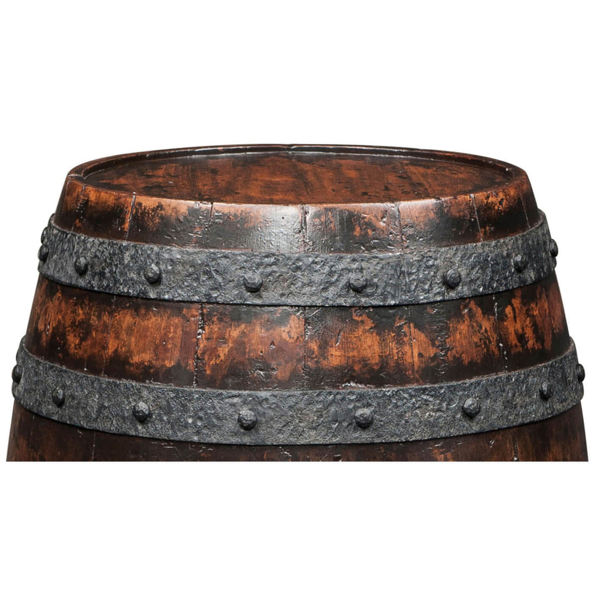 Antiqued Wooden Barrel Accent Table - English Georgian America