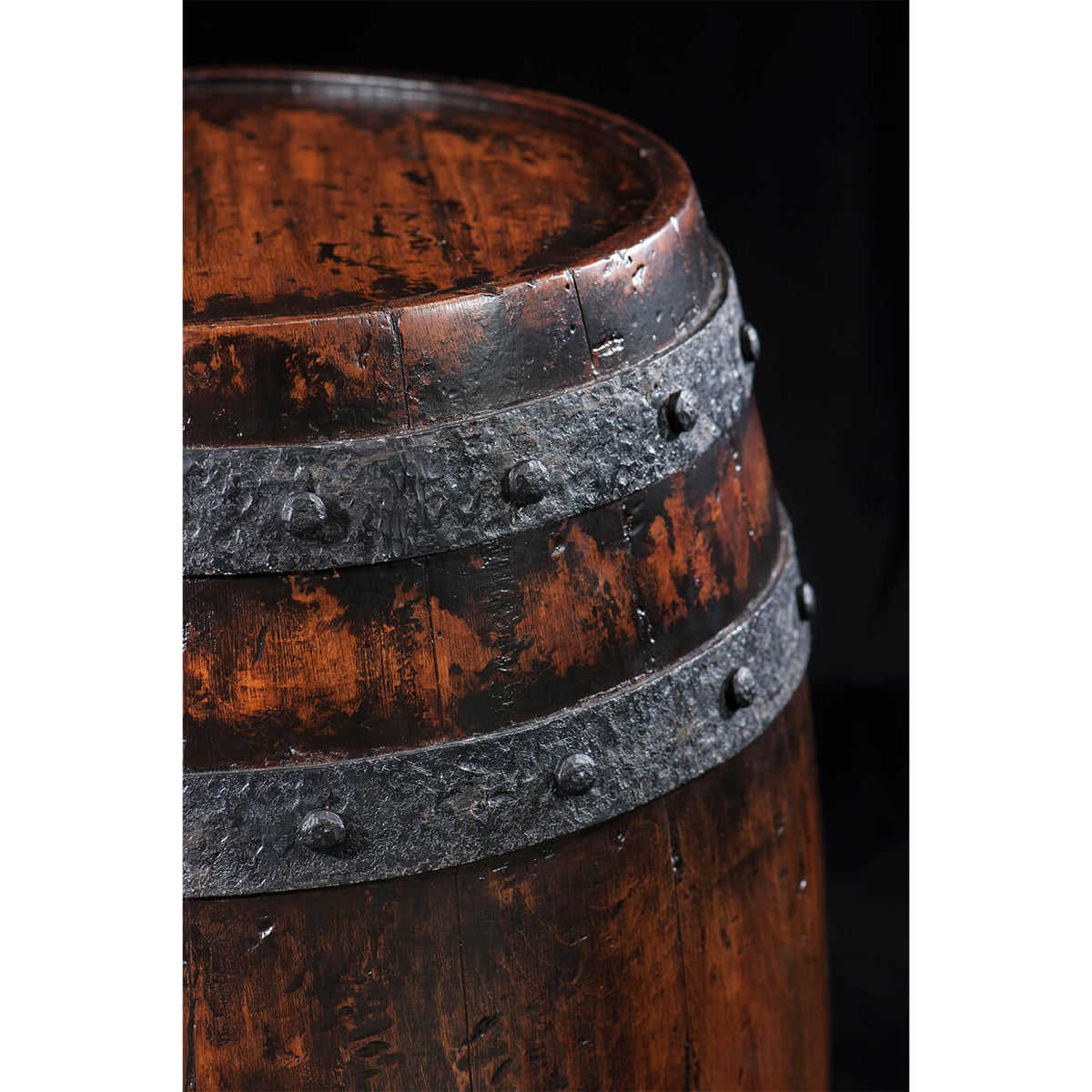 Antiqued Wooden Barrel Accent Table - English Georgian America