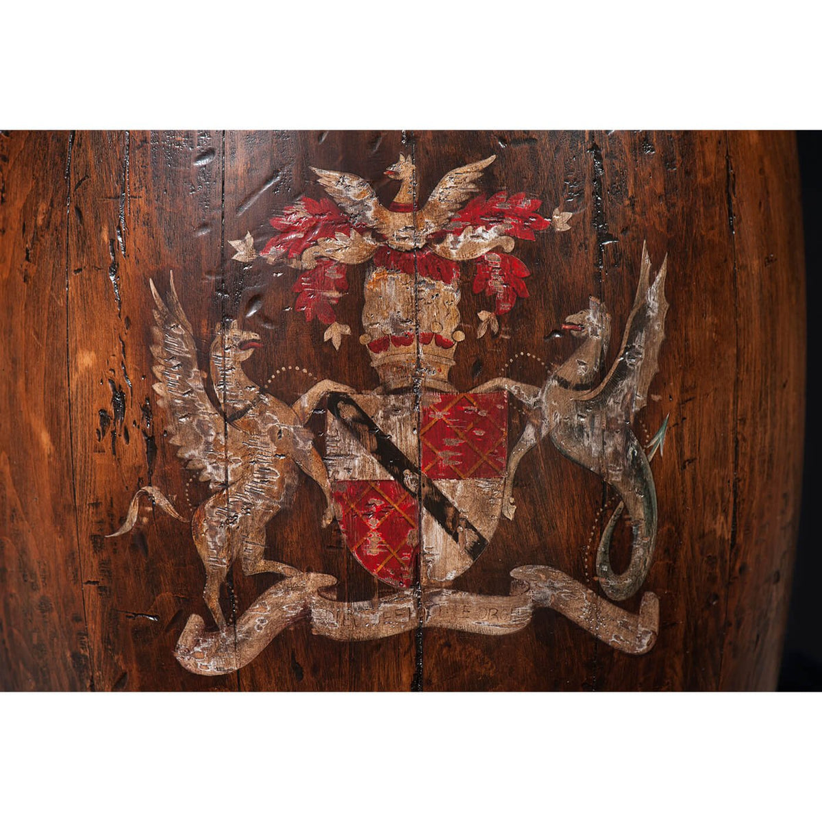 Antiqued Wooden Barrel Accent Table - English Georgian America