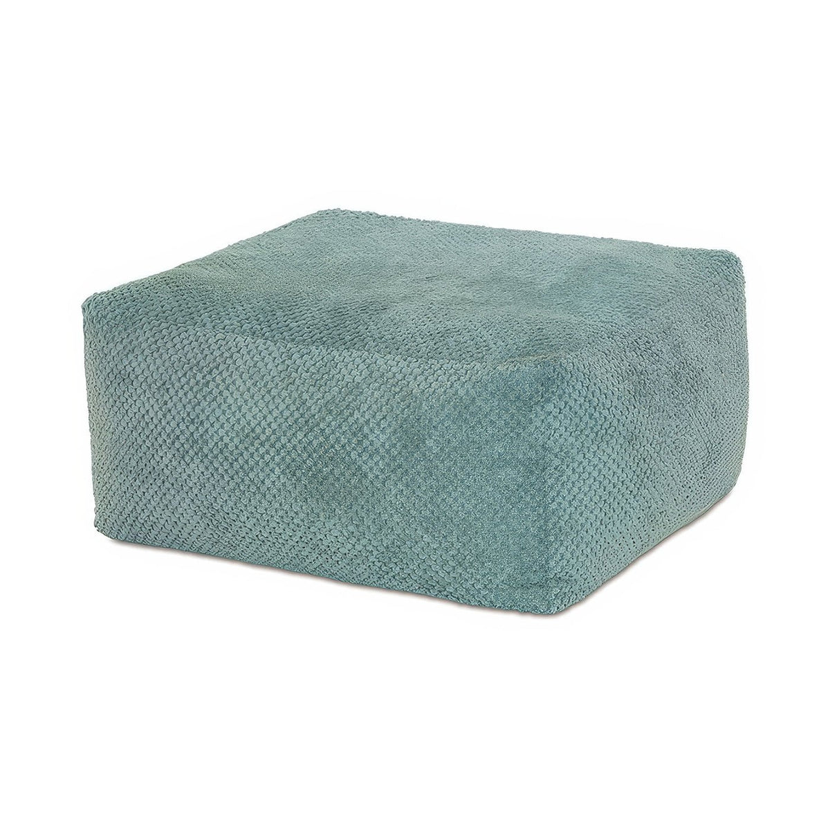 Aqua Fabric Square Pouf - English Georgian America