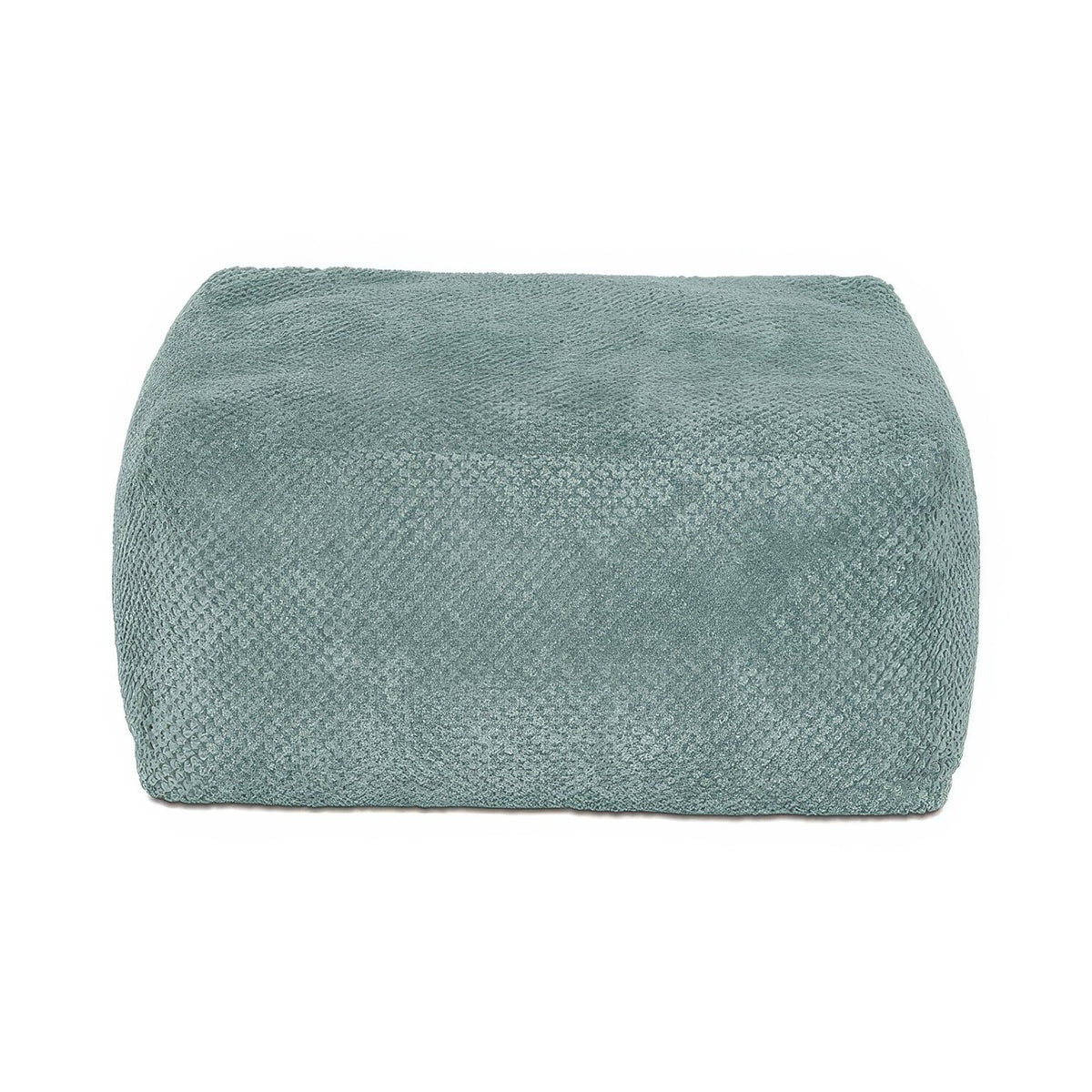 Aqua Fabric Square Pouf - English Georgian America