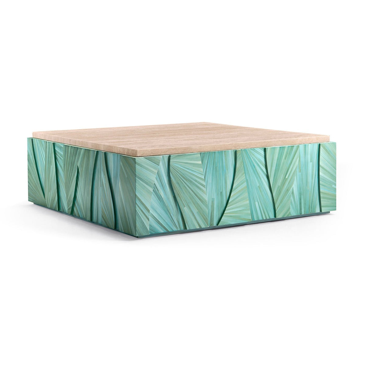 Aqua Mist Square Marble Top Coffee Table - English Georgian America