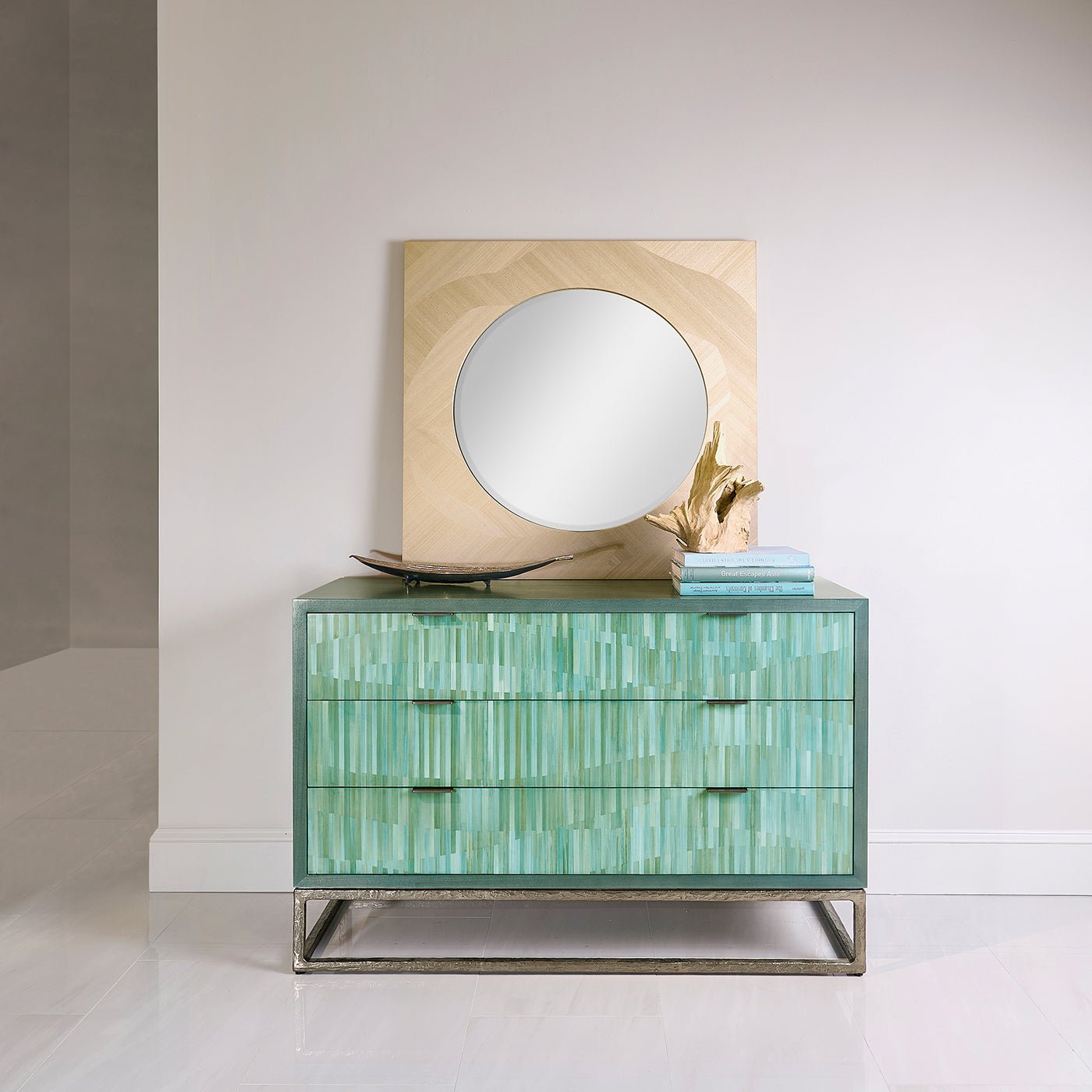 Aqua Mist Three Drawer Chest - English Georgian America