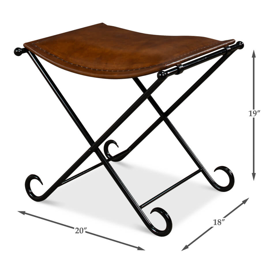 Arabesque Leather Stool - English Georgian America