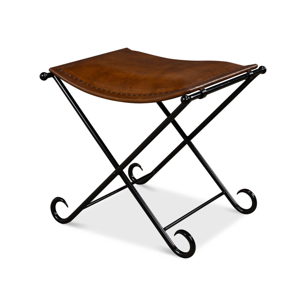 Arabesque Leather Stool - English Georgian America