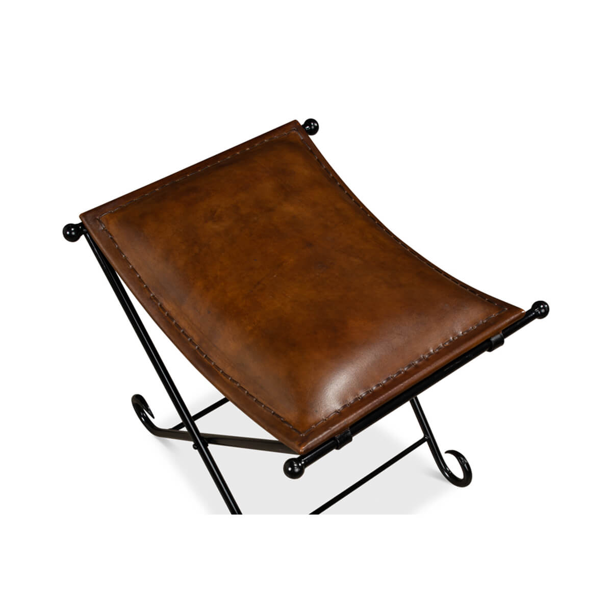 Arabesque Leather Stool - English Georgian America