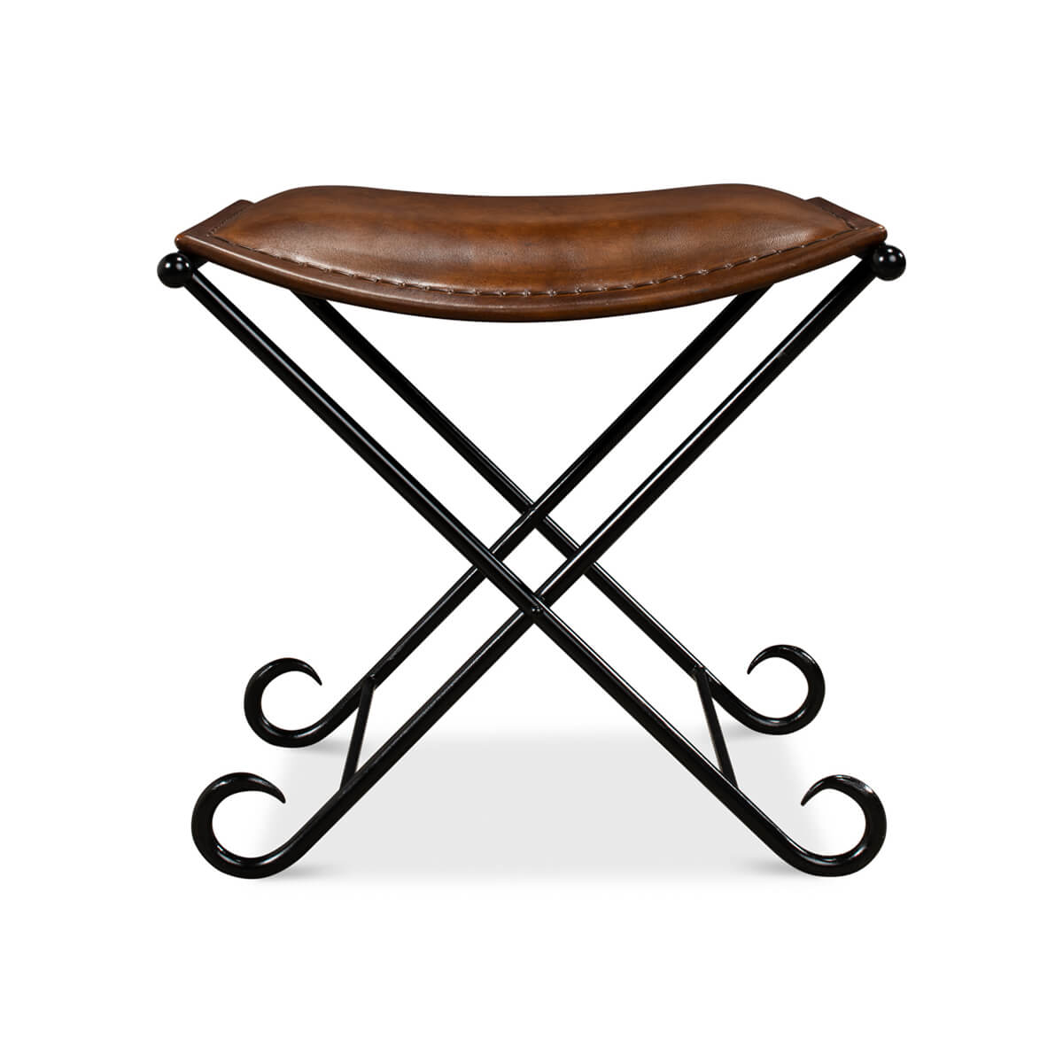 Arabesque Leather Stool - English Georgian America