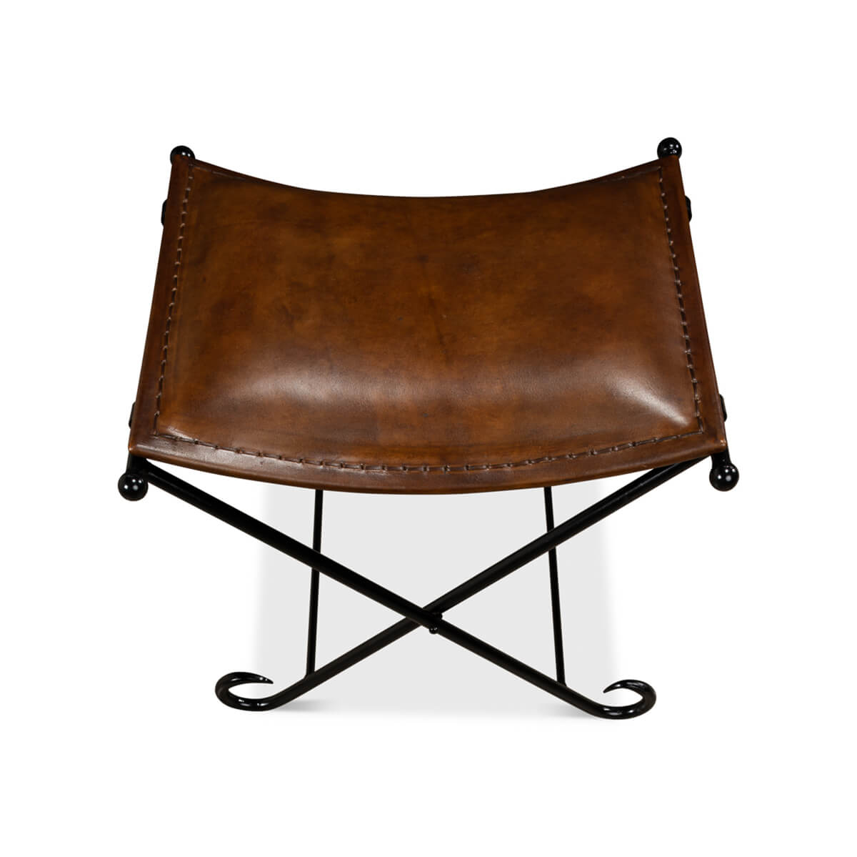 Arabesque Leather Stool - English Georgian America