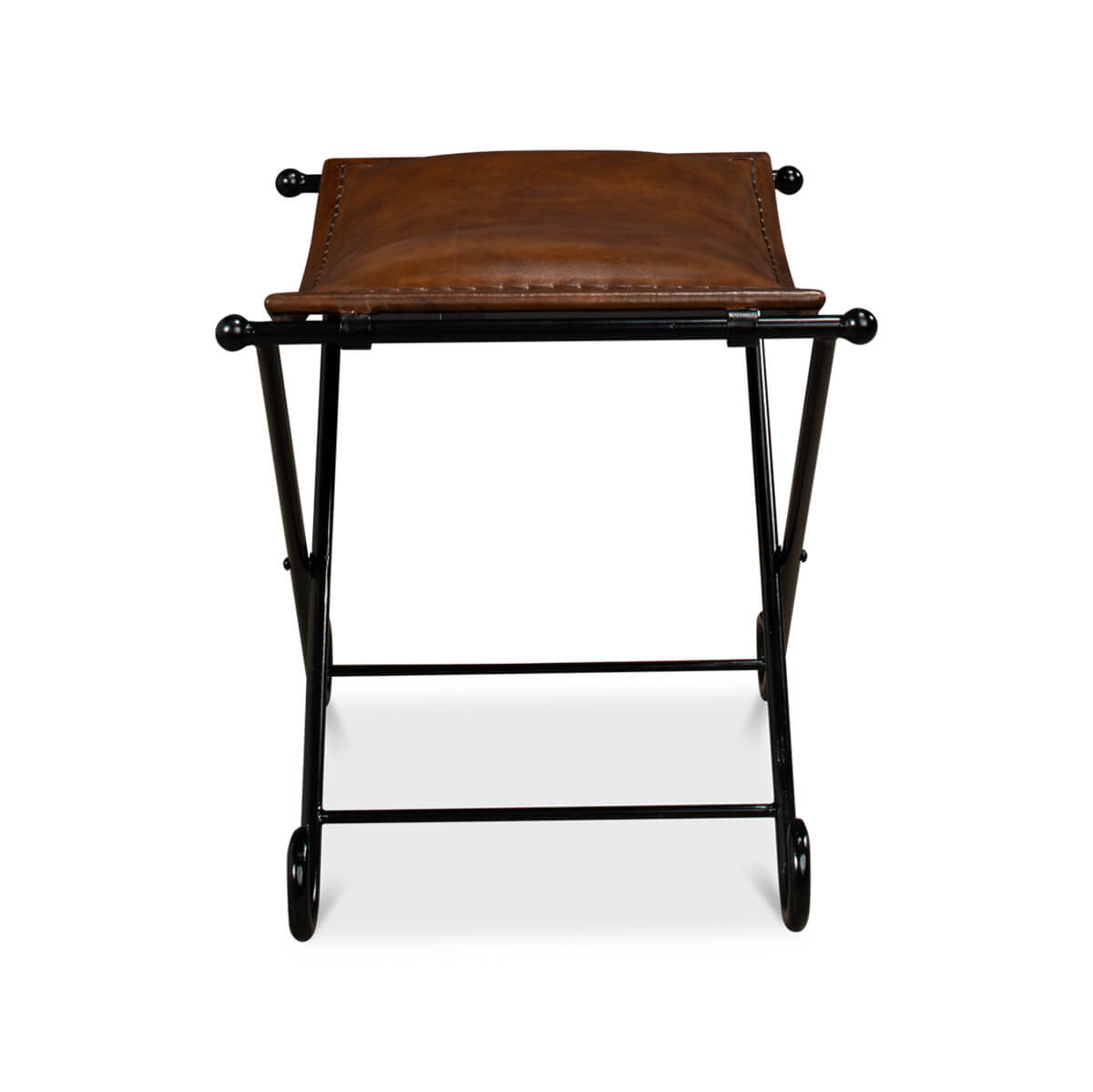 Arabesque Leather Stool - English Georgian America