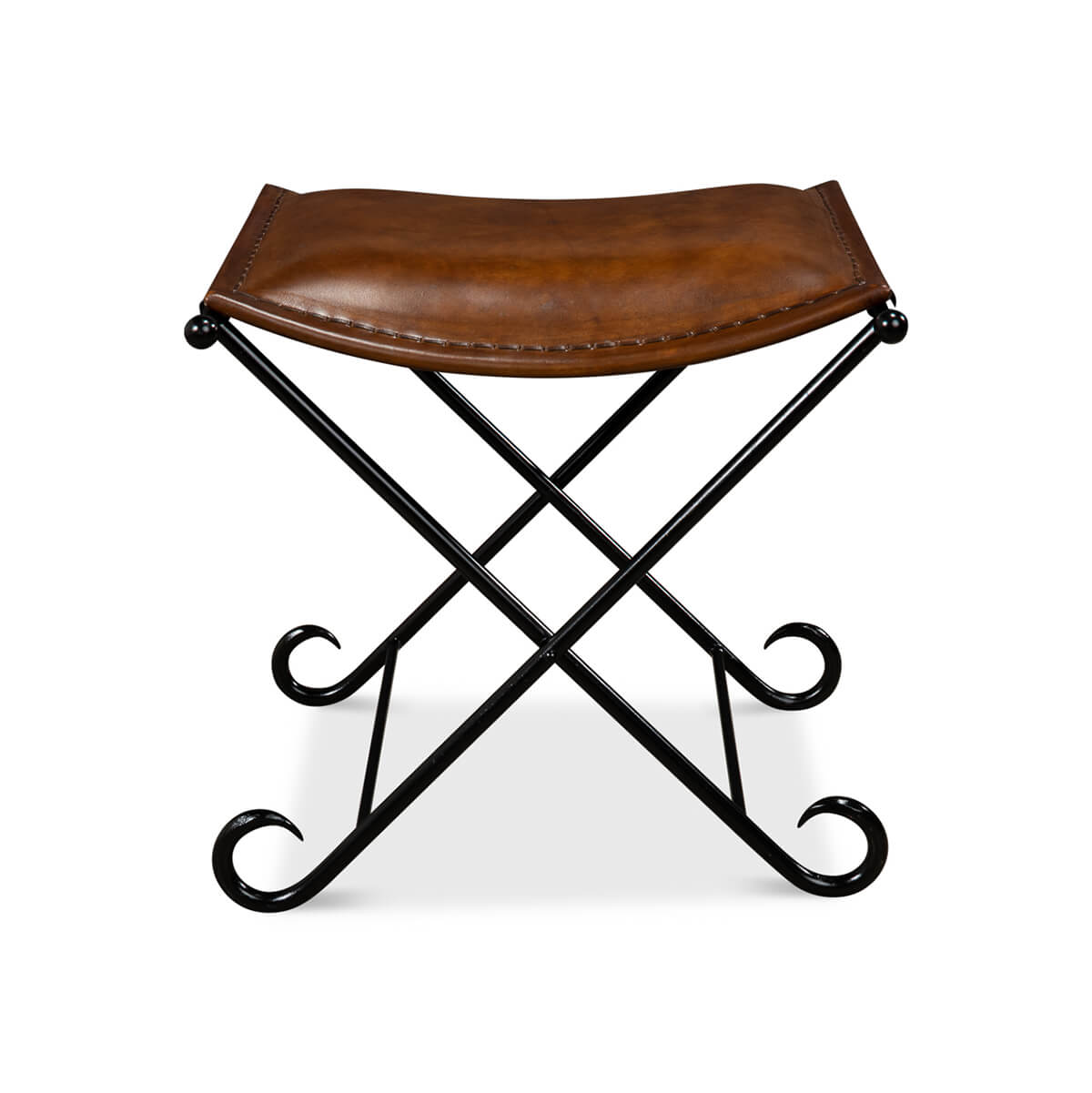 Arabesque Leather Stool - English Georgian America