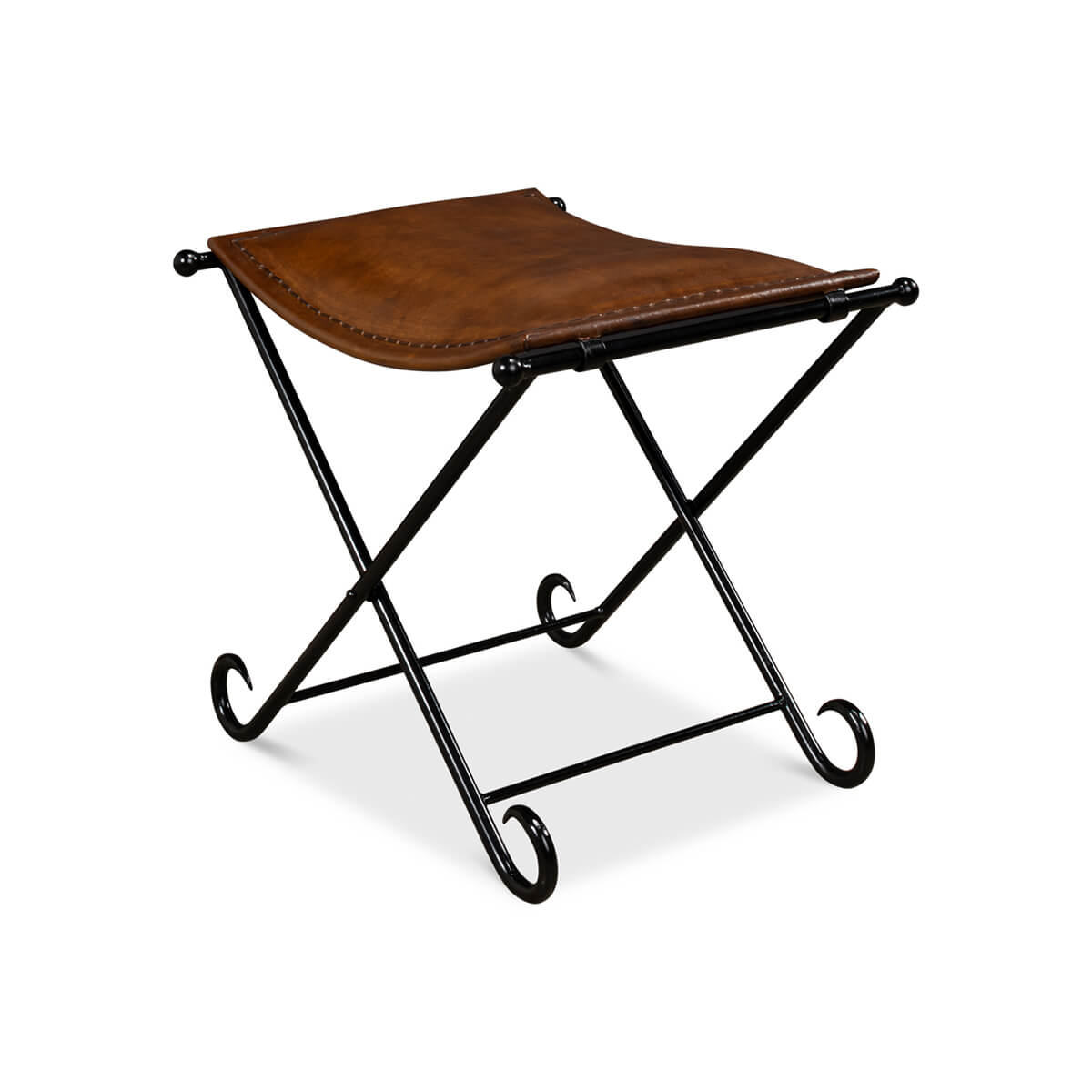 Arabesque Leather Stool - English Georgian America