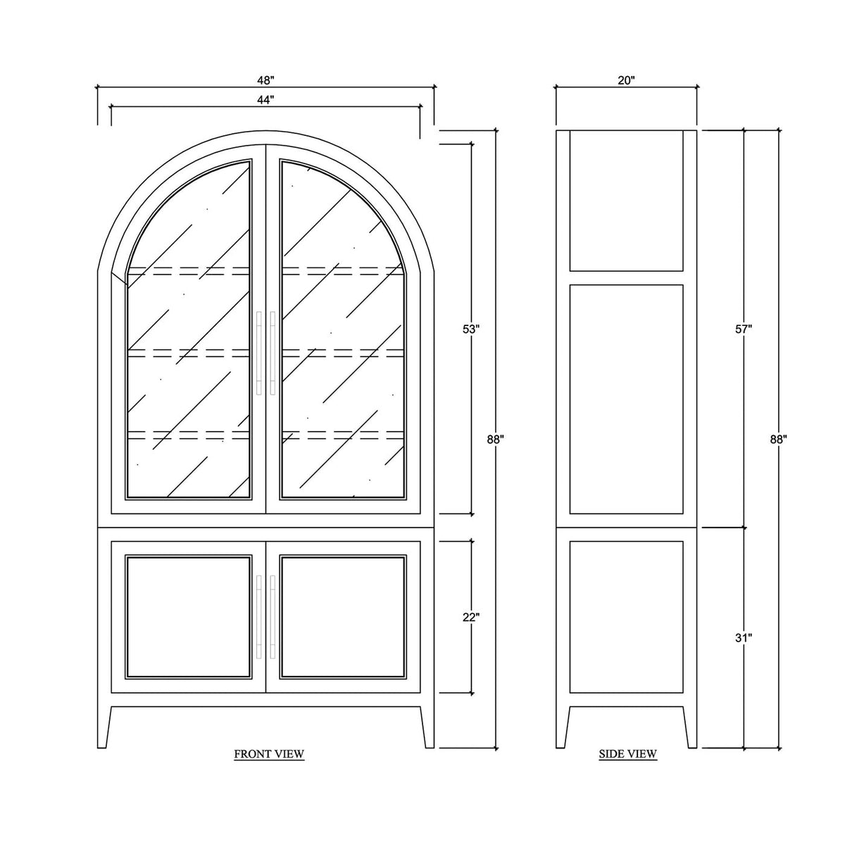 Arched Top Display China Cabinet - English Georgian America
