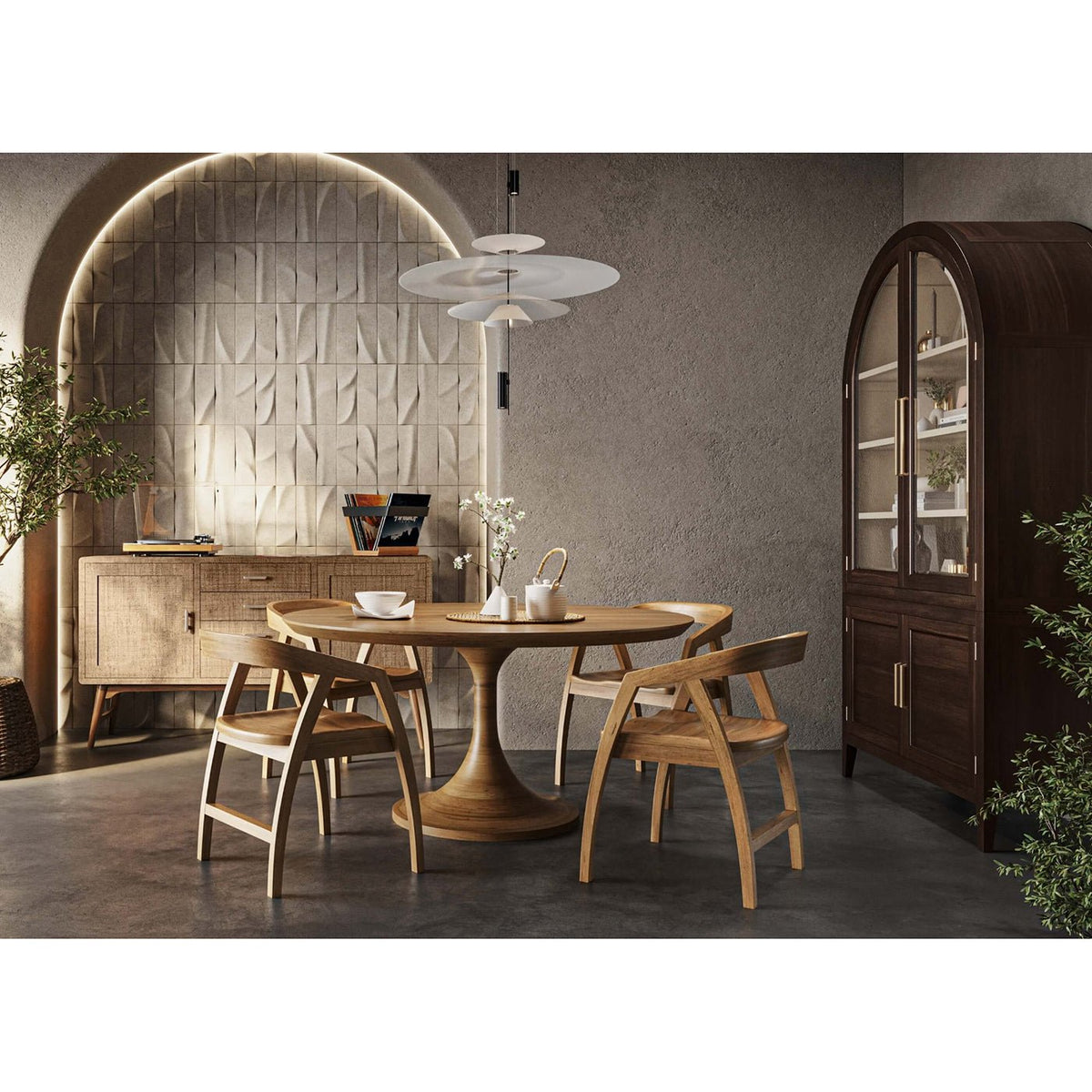 Arched Top Display China Cabinet - English Georgian America