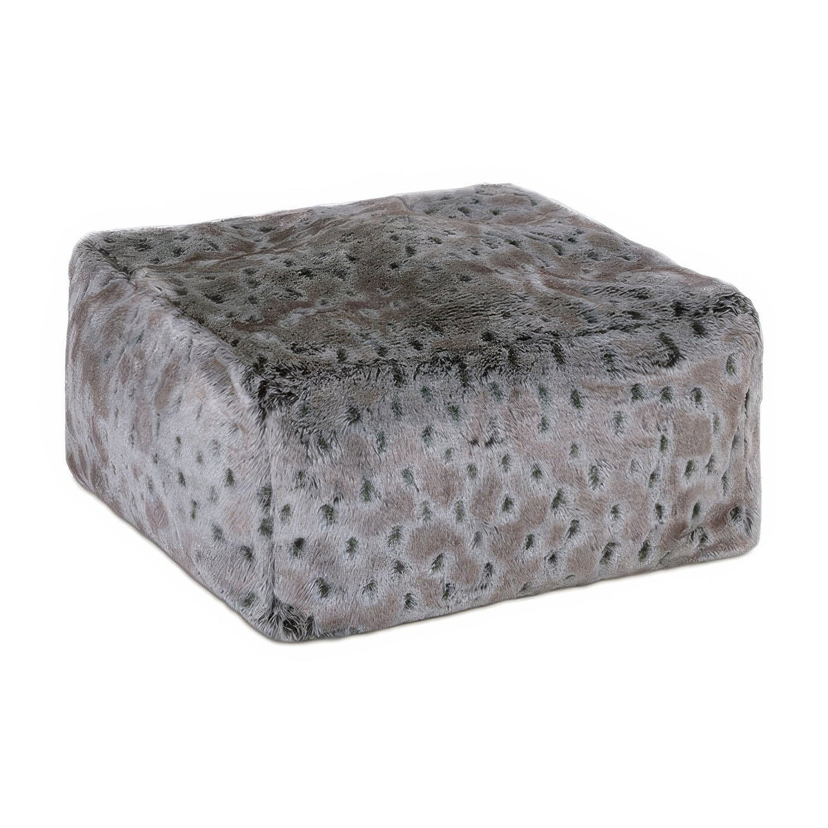 Arctic Lynx Faux Fur Pouf - English Georgian America