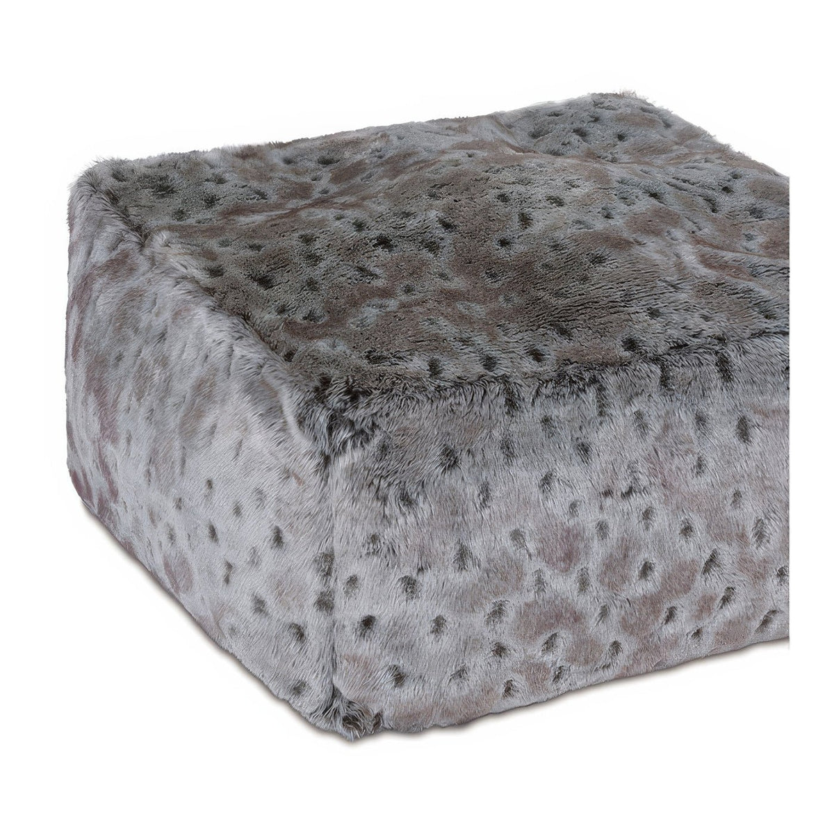 Arctic Lynx Faux Fur Pouf - English Georgian America
