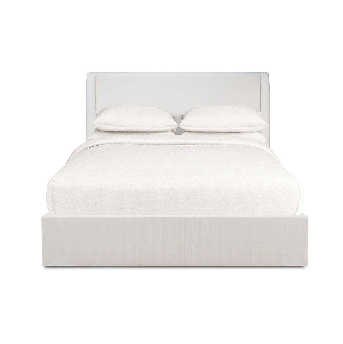 Arctic White Upholstered Queen Size Bed - English Georgian America