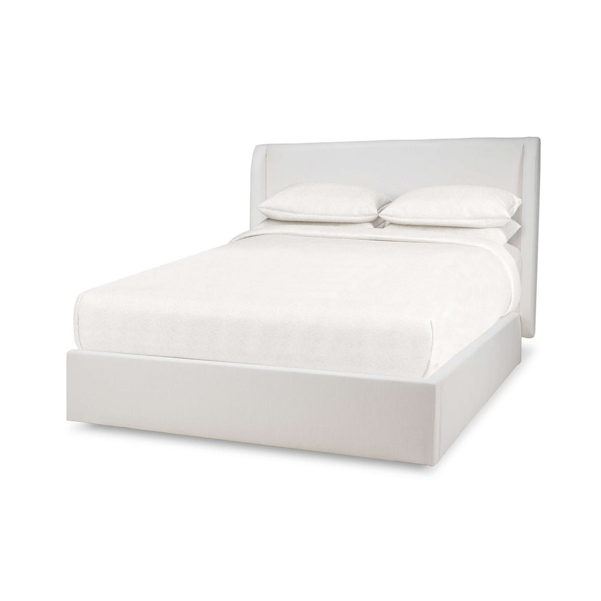 Arctic White Upholstered Queen Size Bed - English Georgian America