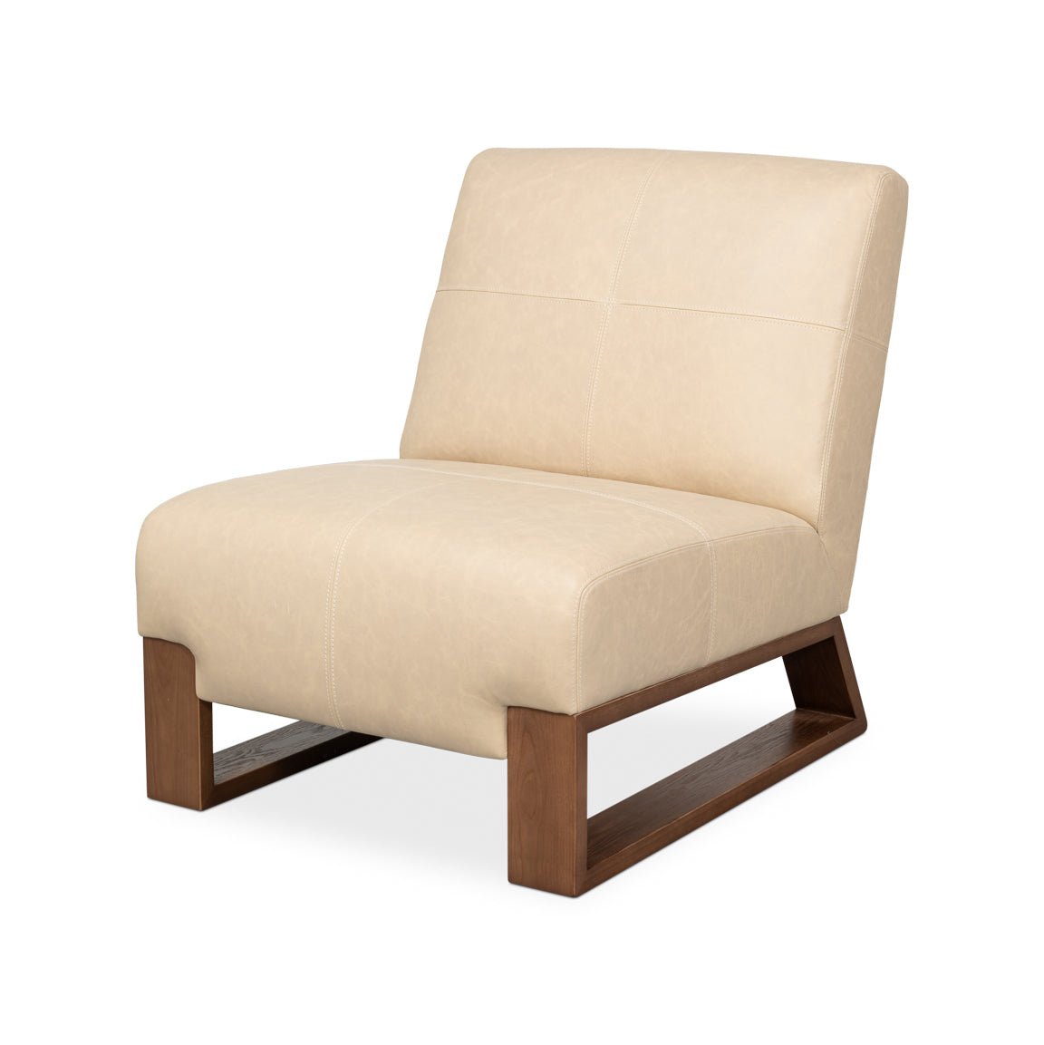 Armless Leather Accent Chair - English Georgian America