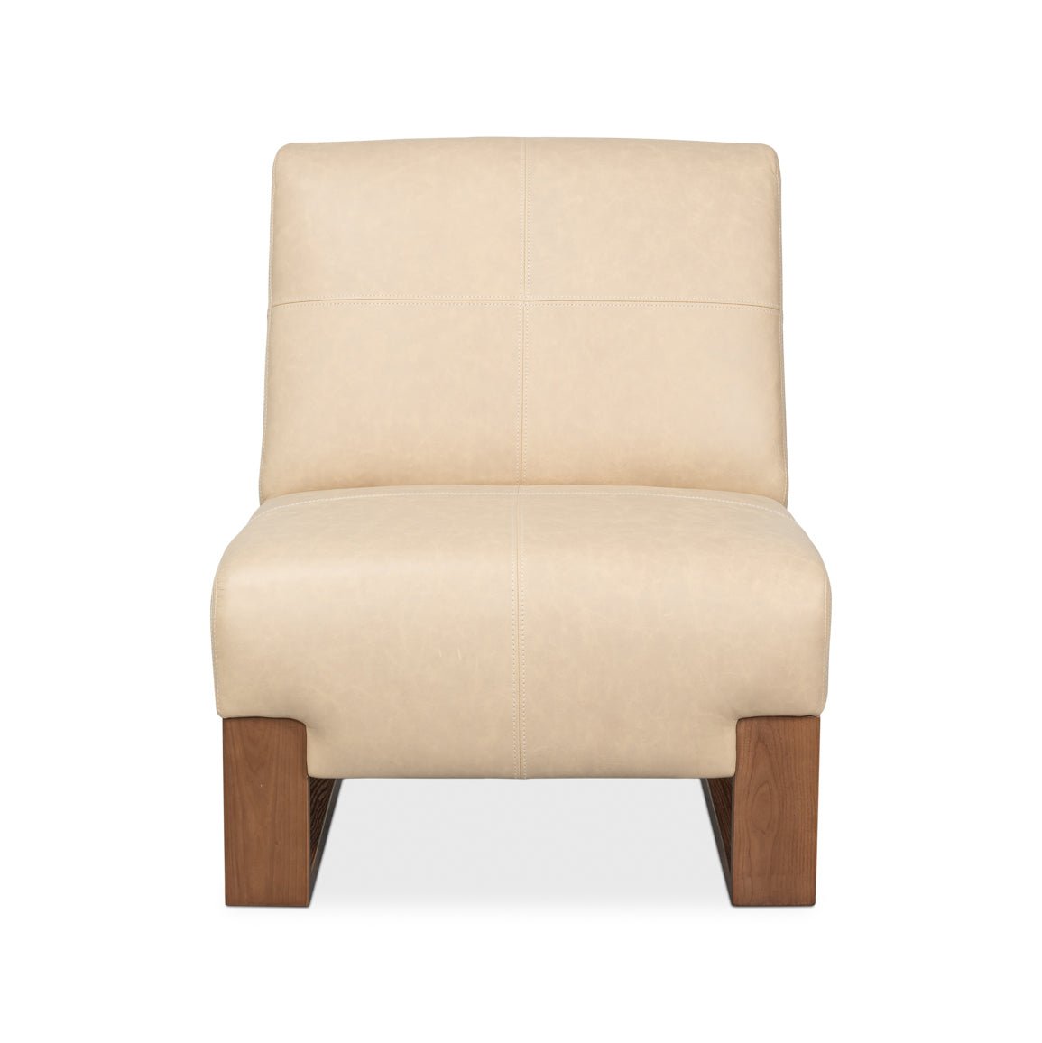 Armless Leather Accent Chair - English Georgian America