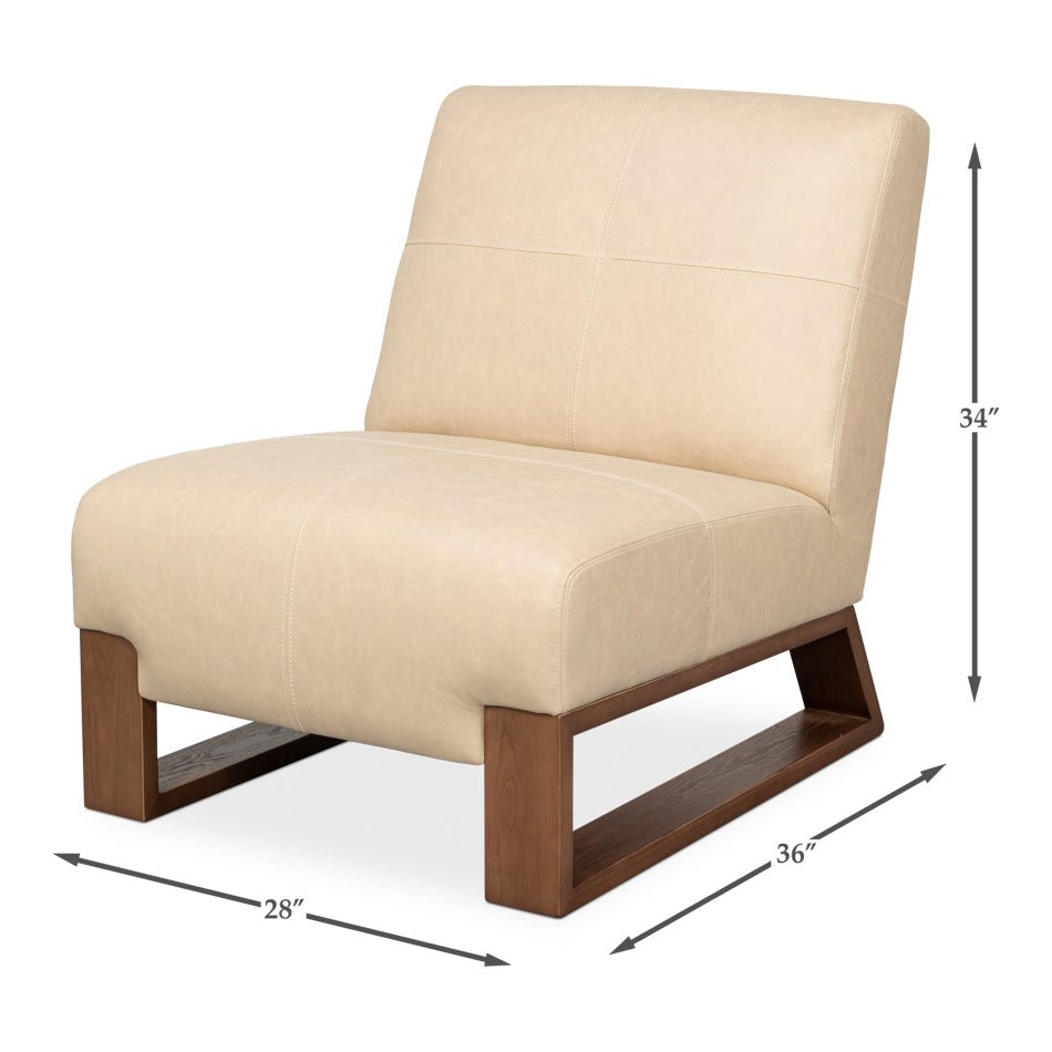 Armless Leather Accent Chair - English Georgian America