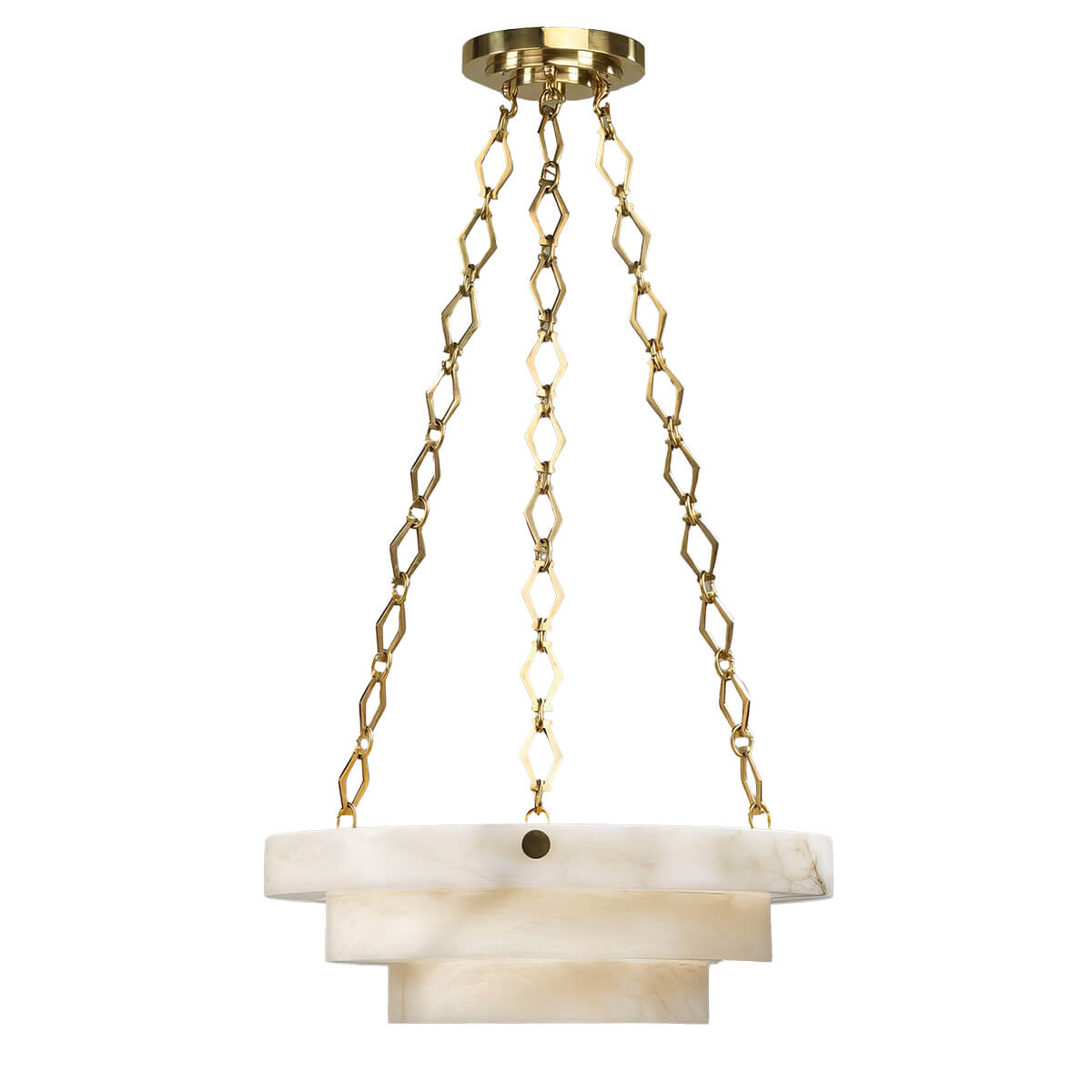 Art Deco Alabaster Chandelier - Brass Finish - English Georgian America