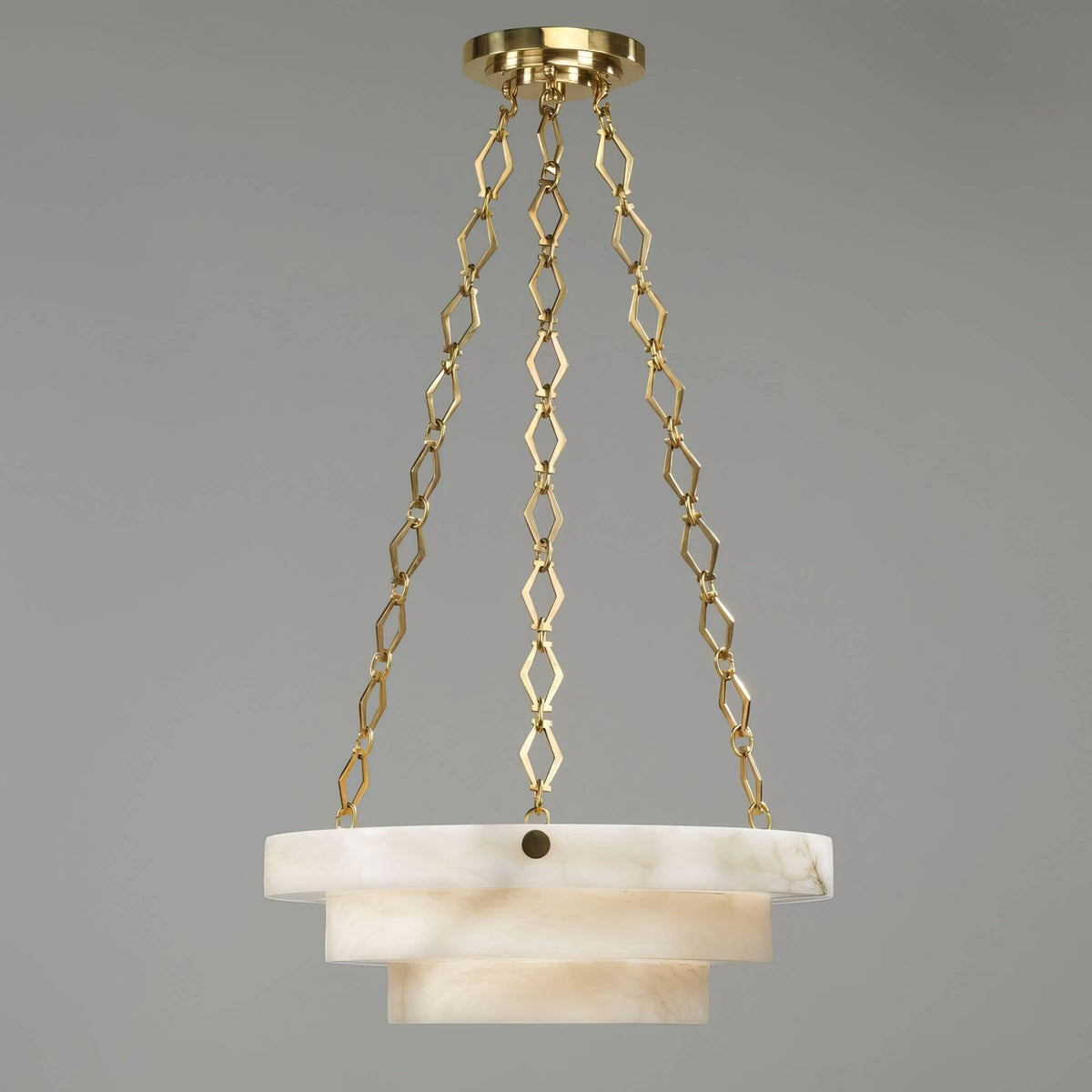 Art Deco Alabaster Chandelier - Brass Finish - English Georgian America