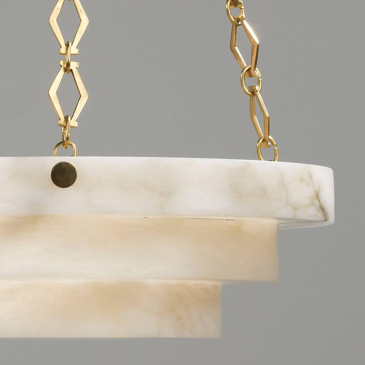 Art Deco Alabaster Chandelier - Brass Finish - English Georgian America