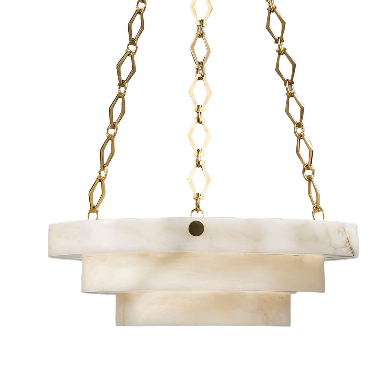 Art Deco Alabaster Chandelier - Brass Finish - English Georgian America