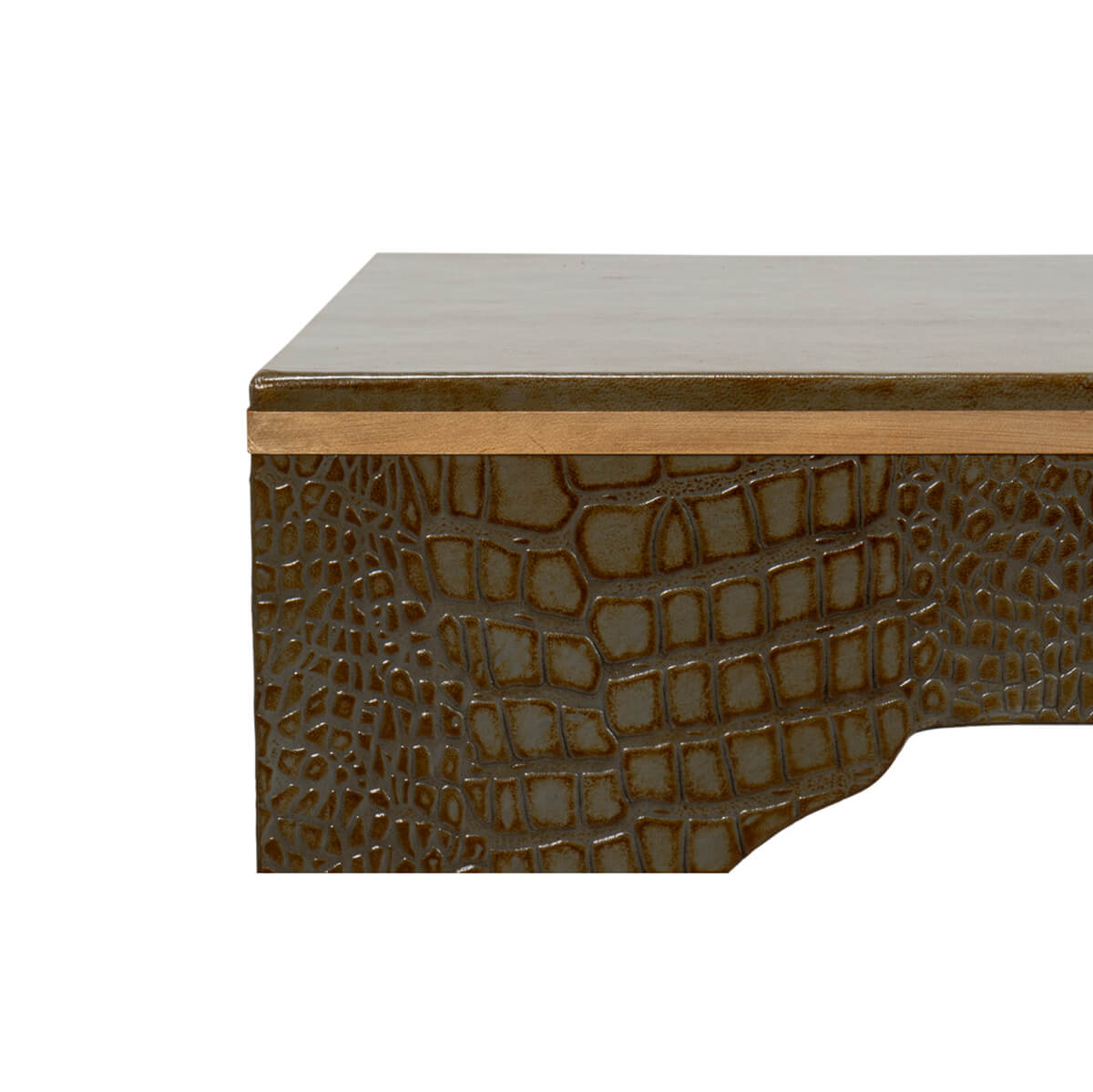 Art Deco Antique Green Crocodile Stool - English Georgian America