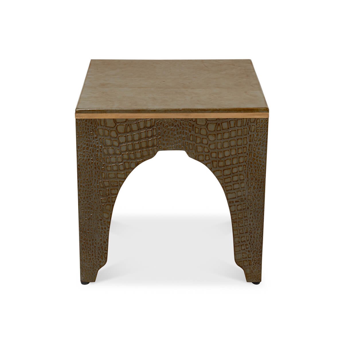 Art Deco Antique Green Crocodile Stool - English Georgian America