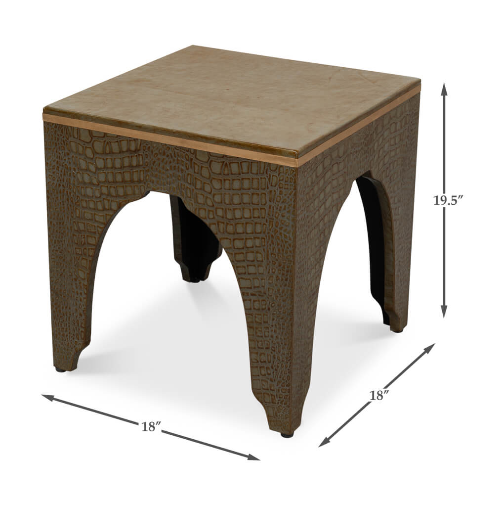 Art Deco Antique Green Crocodile Stool - English Georgian America