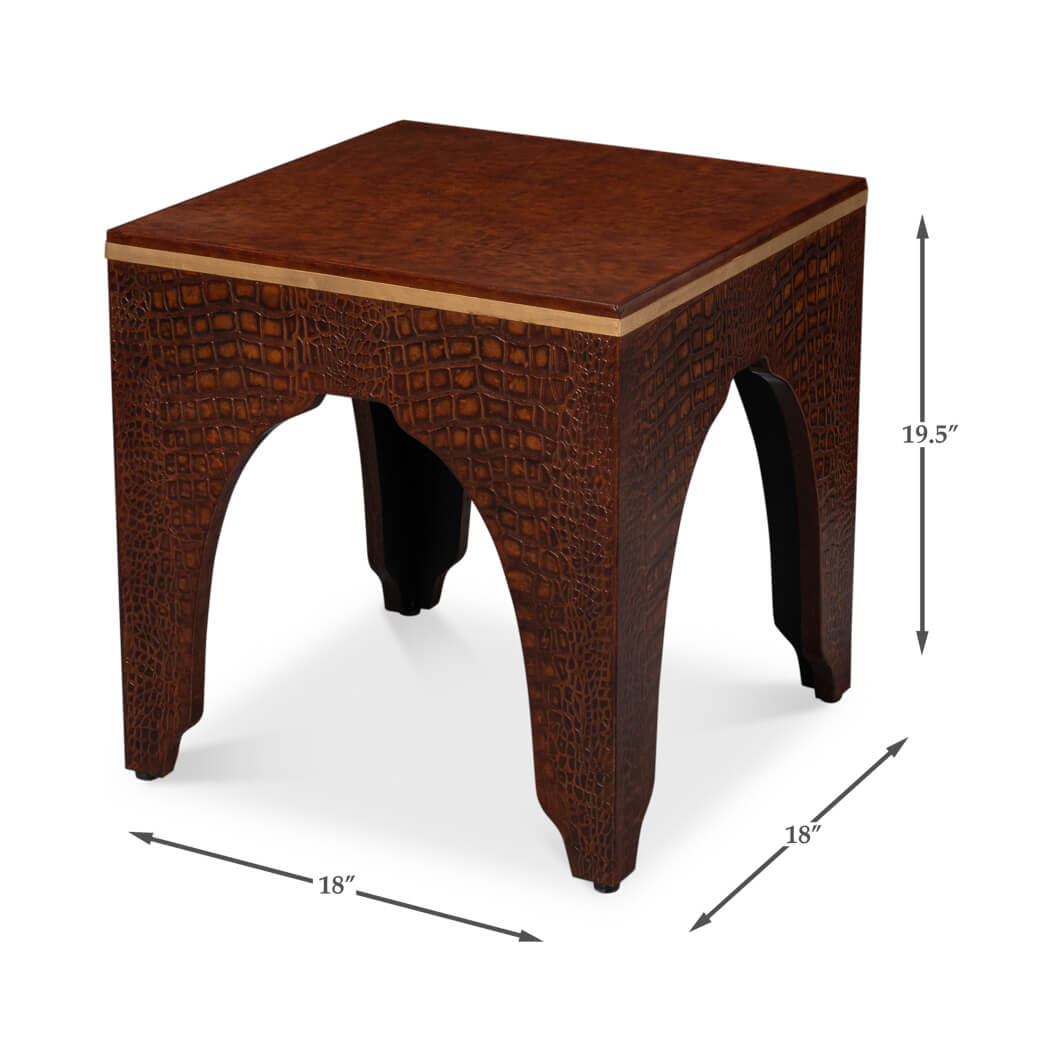 Art Deco Brandy Crocodile Stool - English Georgian America