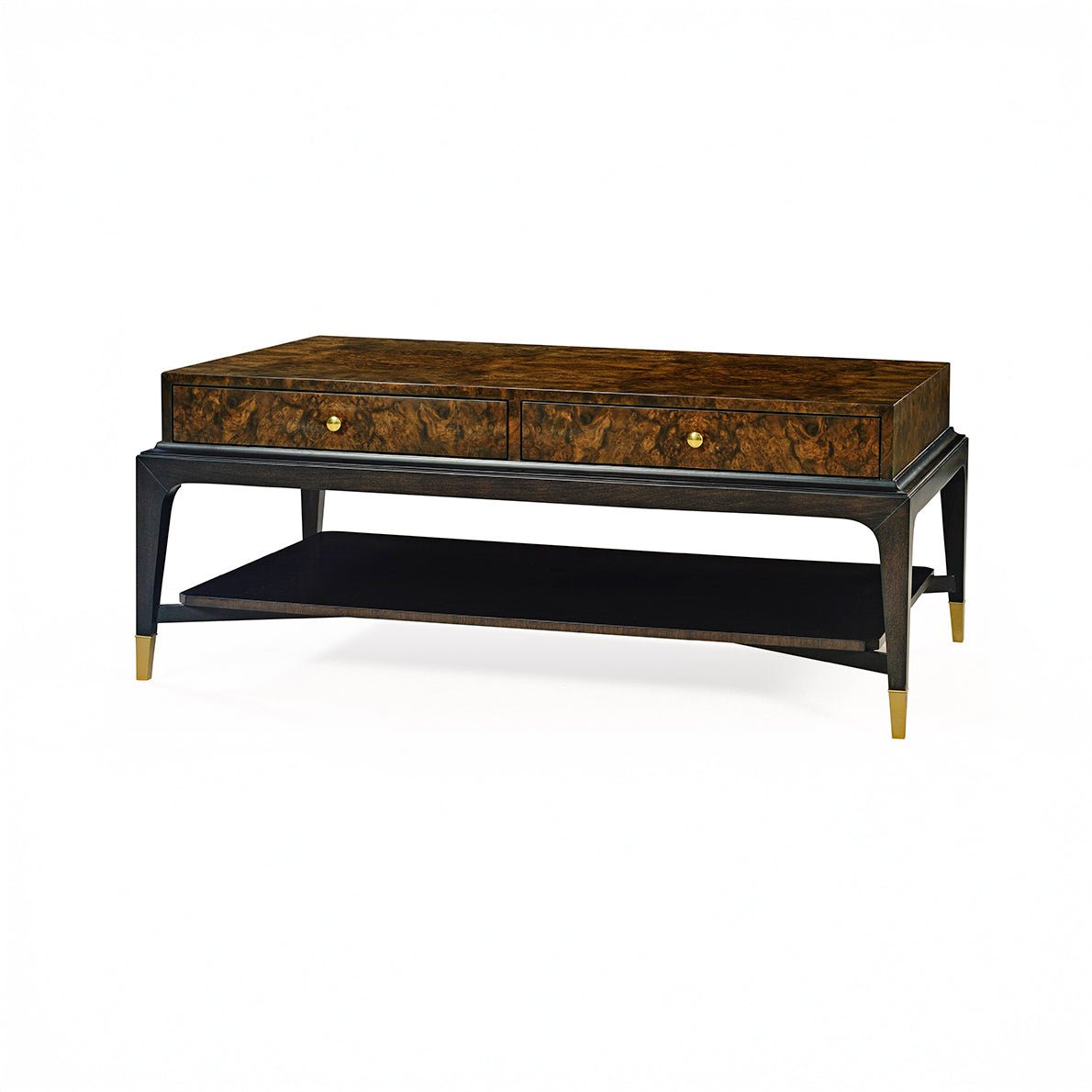 Art Deco Burl Walnut Coffee Table - English Georgian America