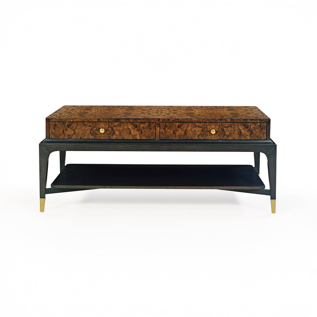 Art Deco Burl Walnut Coffee Table - English Georgian America