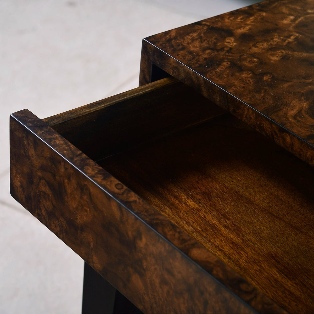 Art Deco Burl Walnut Console - English Georgian America