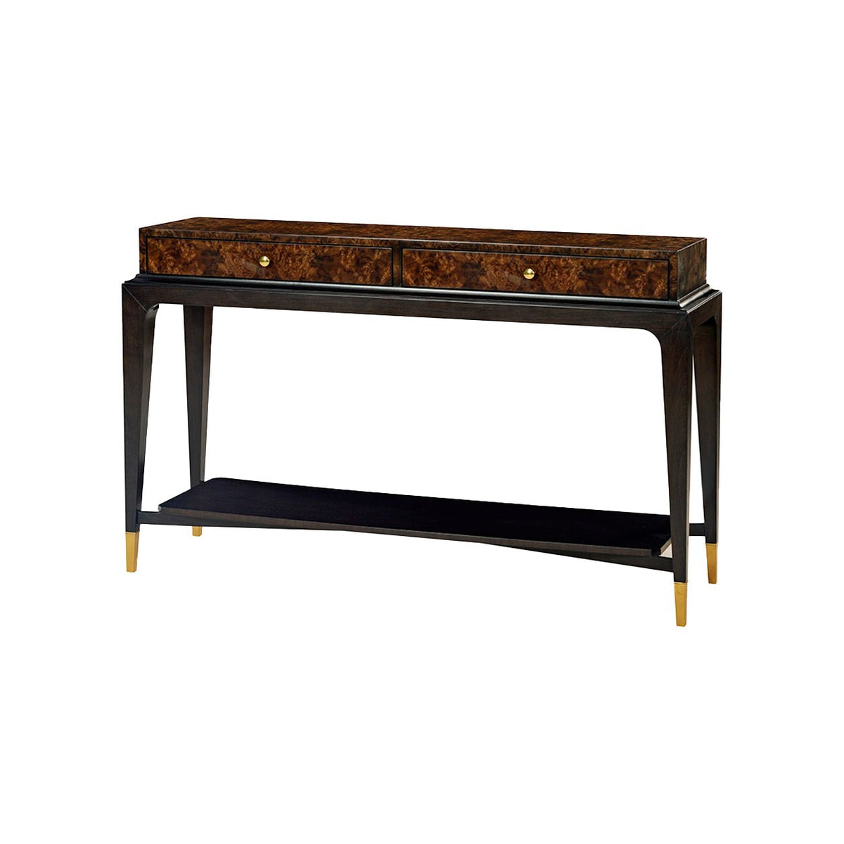 Art Deco Burl Walnut Console - English Georgian America