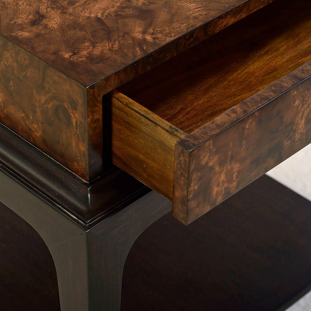 Art Deco Burl Walnut End Table - English Georgian America