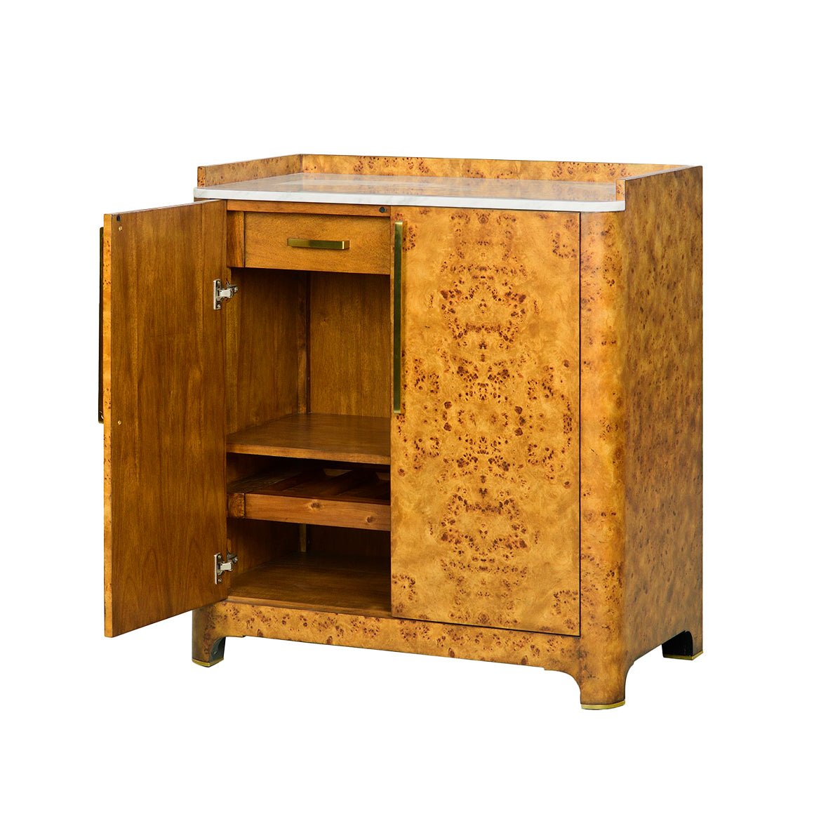 Art Deco Burl Wood Bar Cabinet - English Georgian America