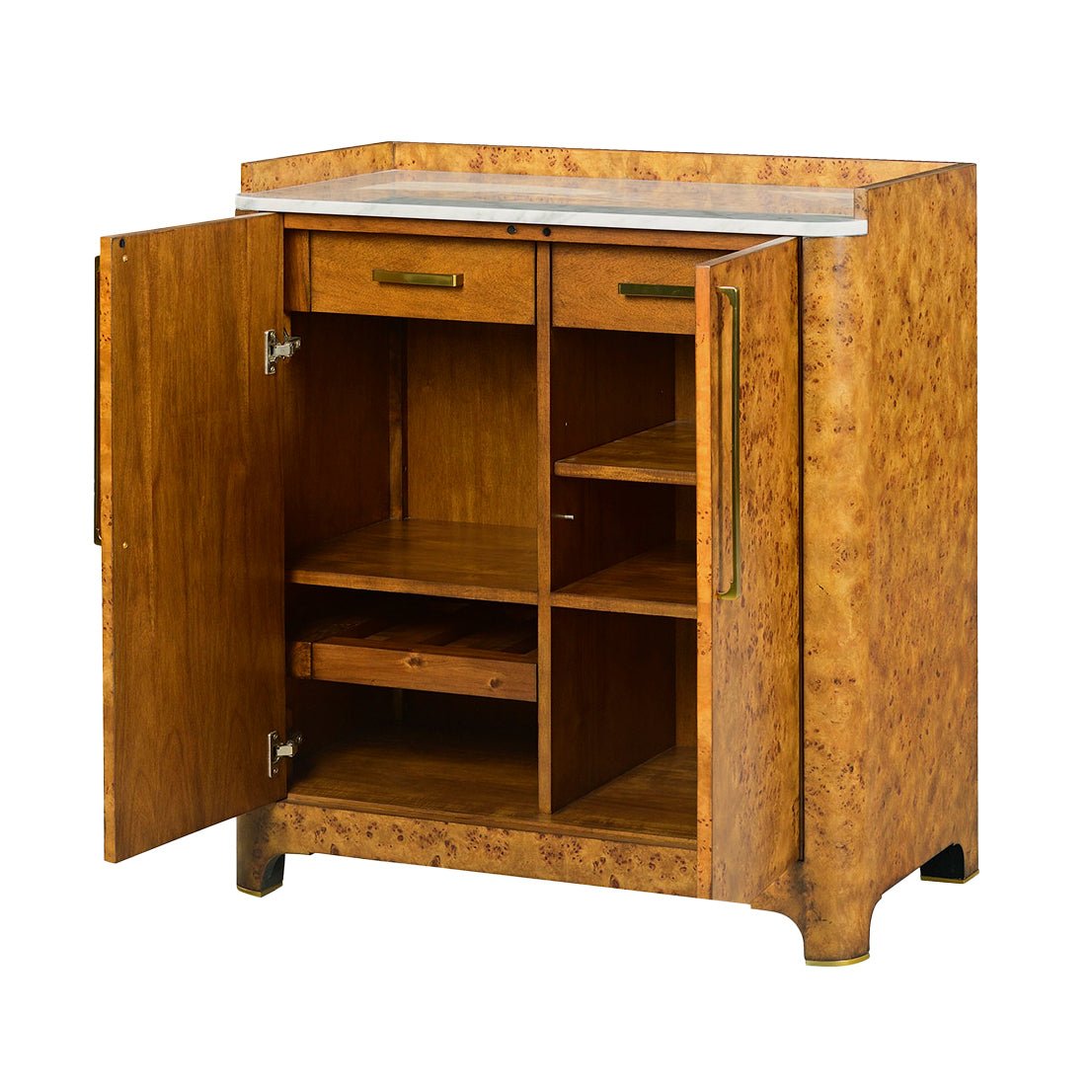 Art Deco Burl Wood Bar Cabinet - English Georgian America