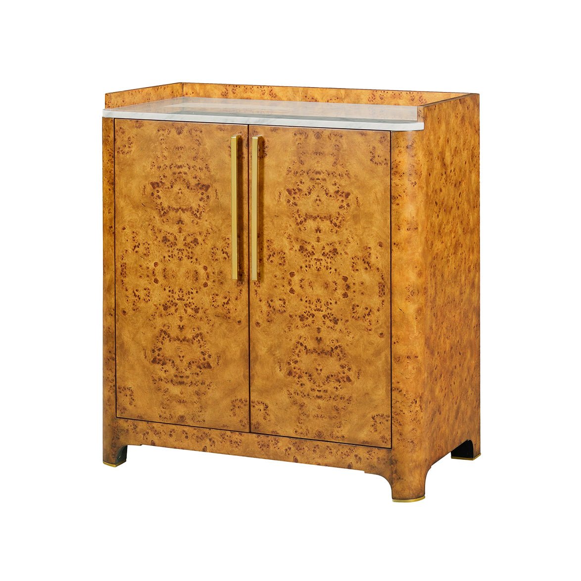 Art Deco Burl Wood Bar Cabinet - English Georgian America