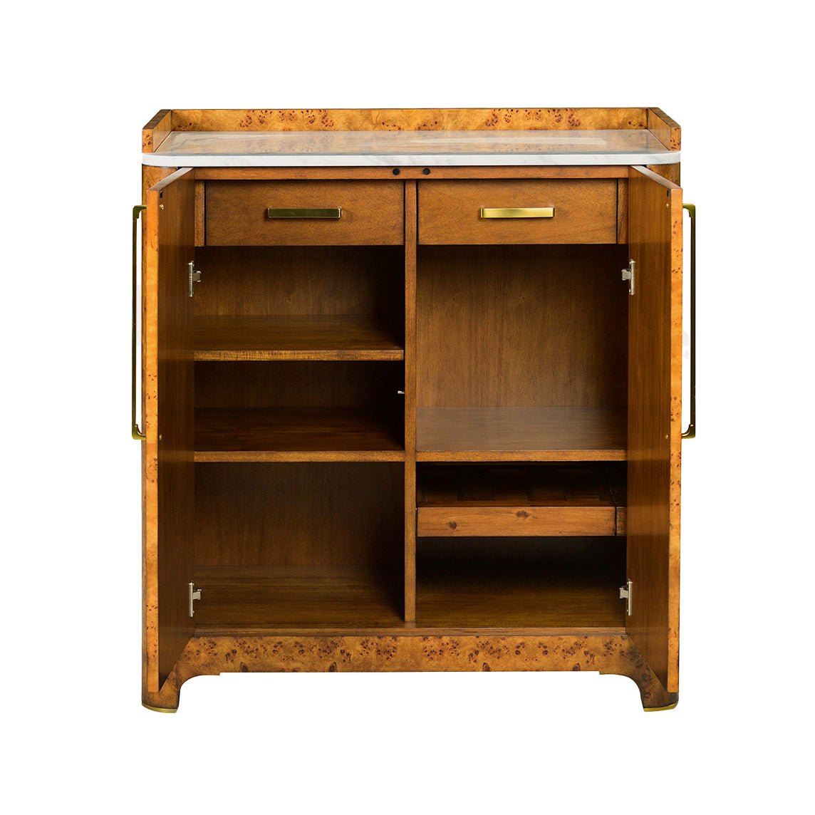 Art Deco Burl Wood Bar Cabinet - English Georgian America