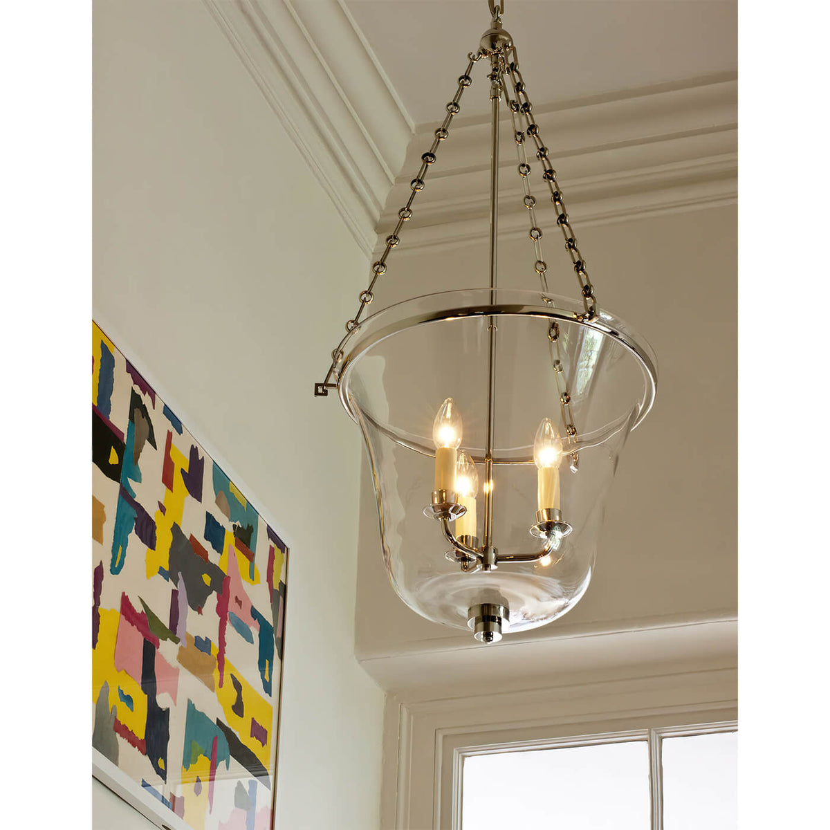 Art Deco Cloche Lantern - Nickel - English Georgian America