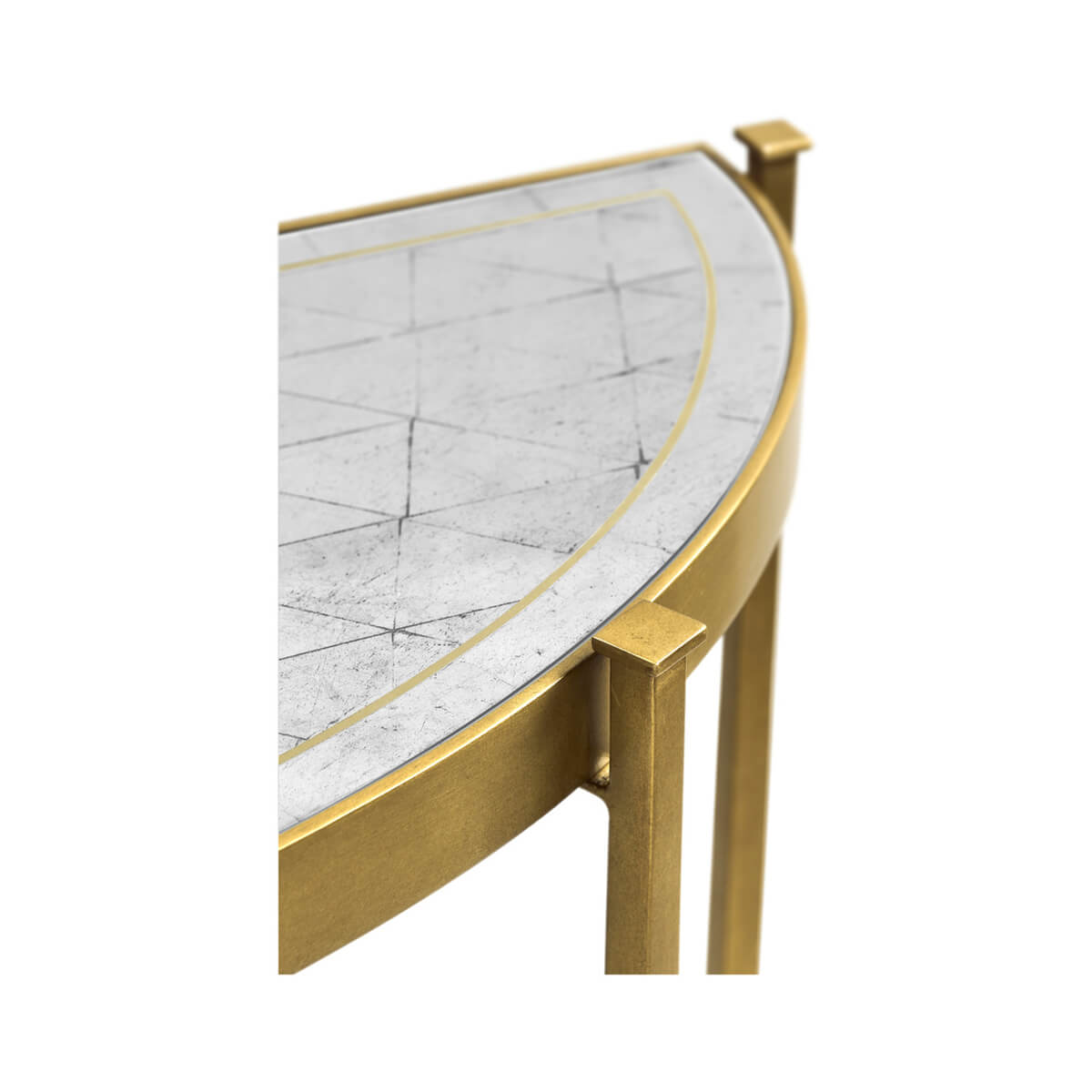 Art Deco Gilded Demi Lune Console Table - English Georgian America