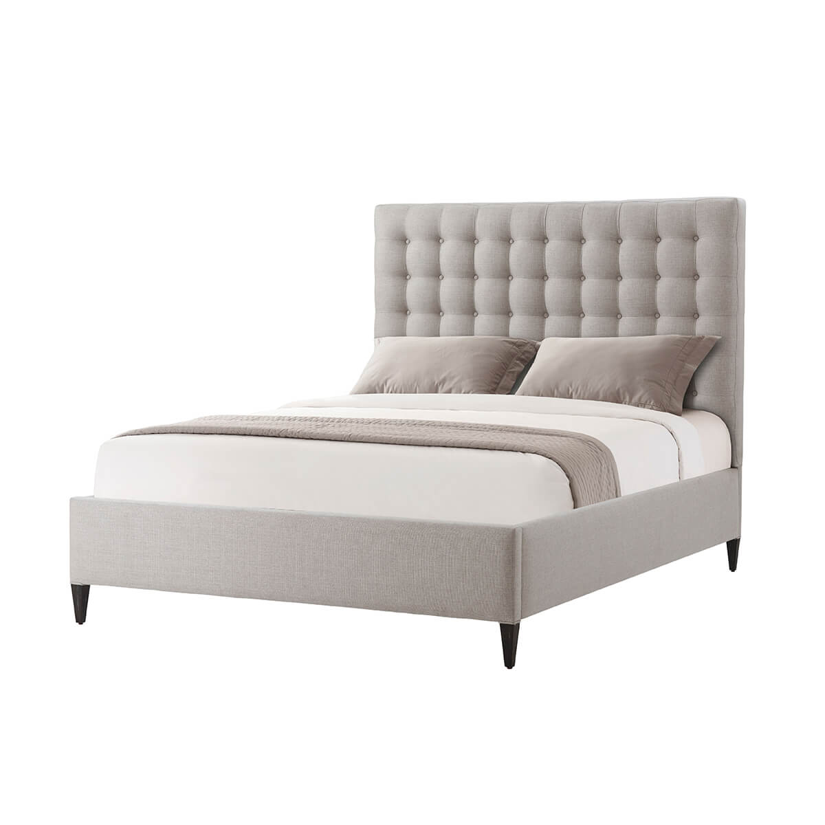 Art Deco Inspired Tufted Queen Bed - English Georgian America