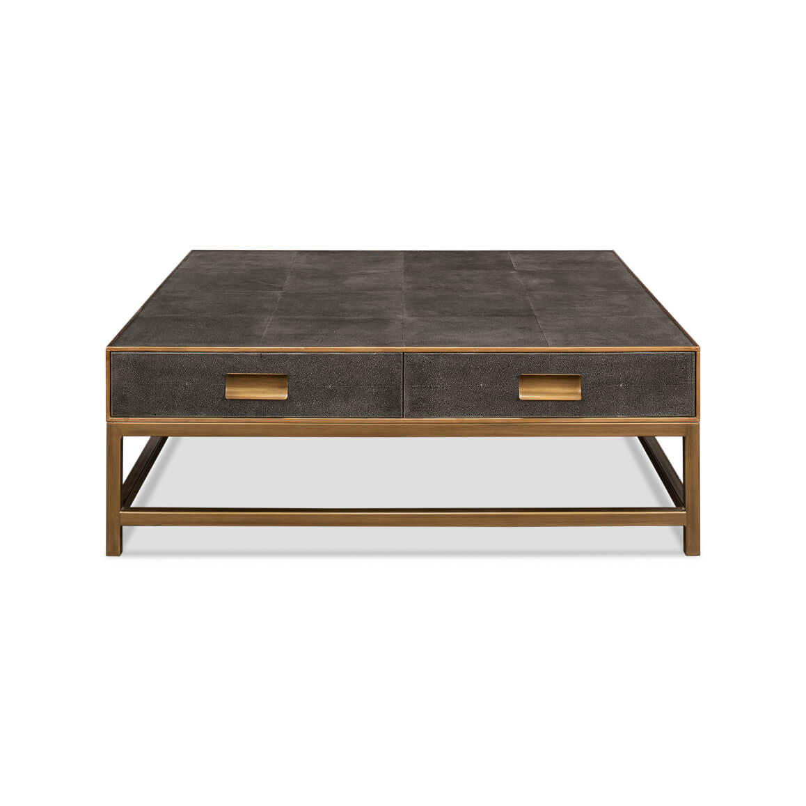 Art Deco Leather Coffee Table in Antique Grey - English Georgian America