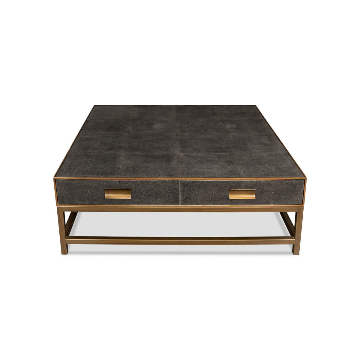 Art Deco Leather Coffee Table in Antique Grey - English Georgian America